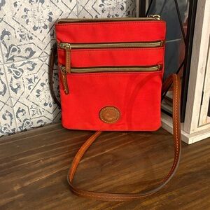 Dooney & Bourke Red Bag with Brown Accents